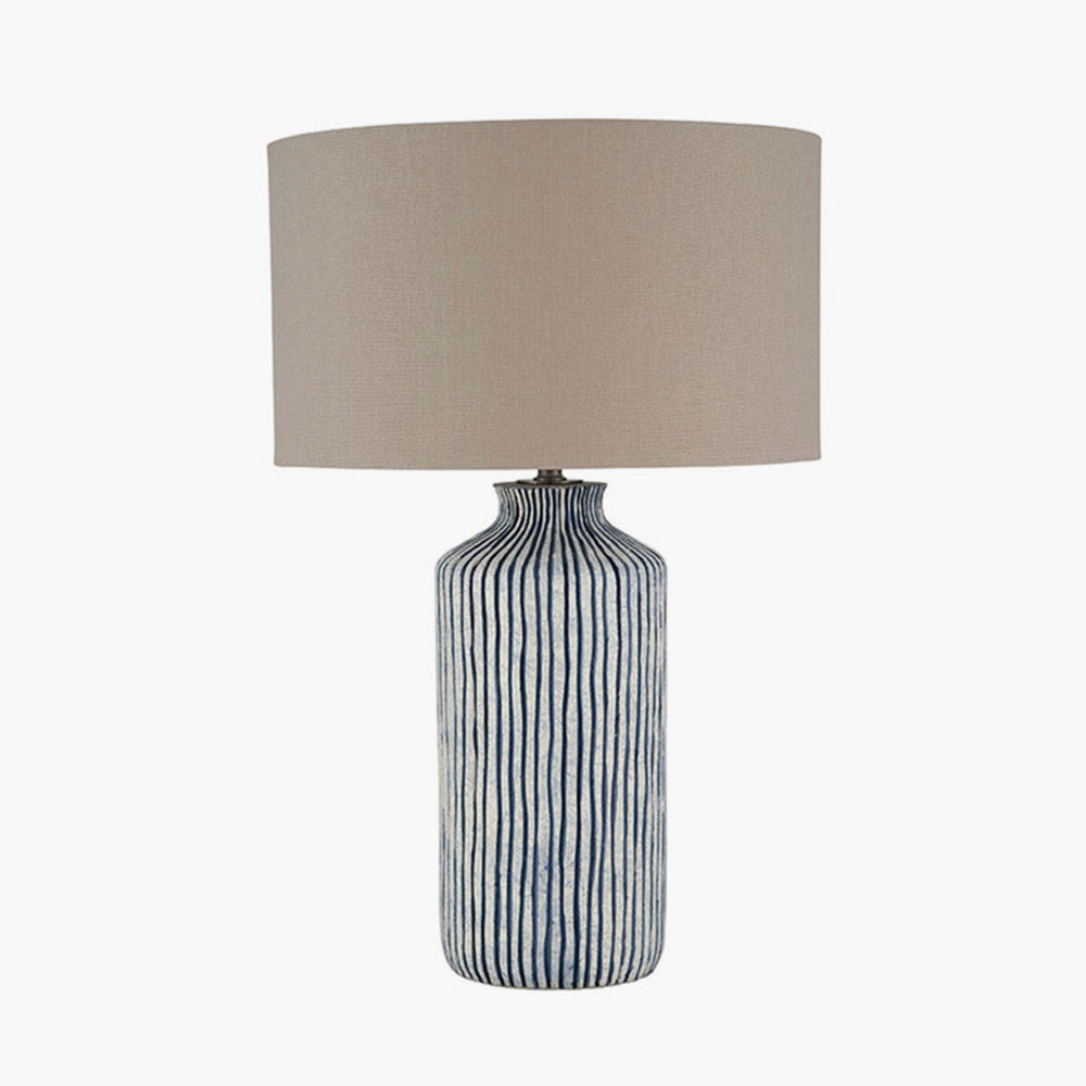 Bude Blue & White Stripe Stoneware Table Lamp - Base Only